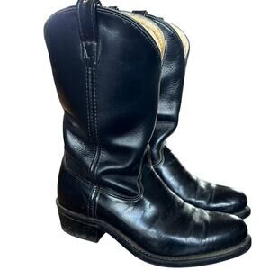 Double-H Work Mens Size 10.5 EE Black Leather Cowboy Boots Vibram 4260 Western